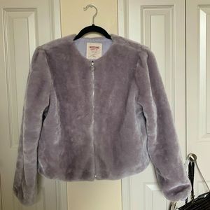 Furry fuzzy puffy purple jacket